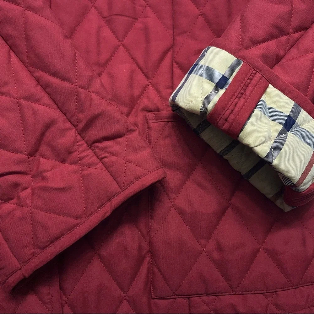 Brooks Brothers Diamond Quilted Jacket Womens Size 10 Insulated Corduroy Collar - Picture 12 of 14